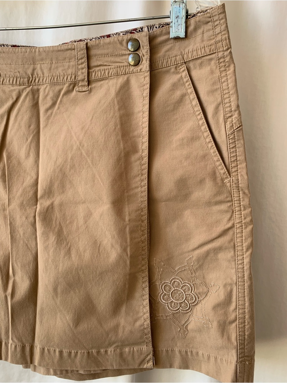 Tan Skort with Floral Embroidery by KUHL